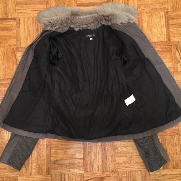 Patrizia Pepe Gray Leather Jacket with fur Size M - Picture 5 of 8